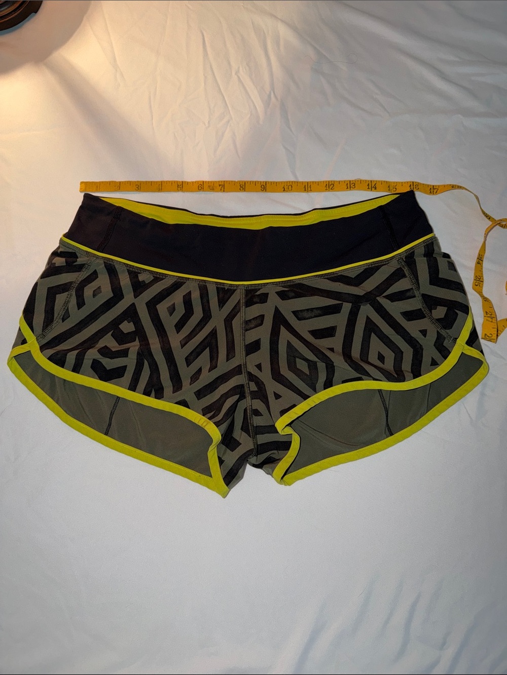 lululemon athletica Black and Grey Speed Ups 2.5 Low Rise with Neon Yellow Trim